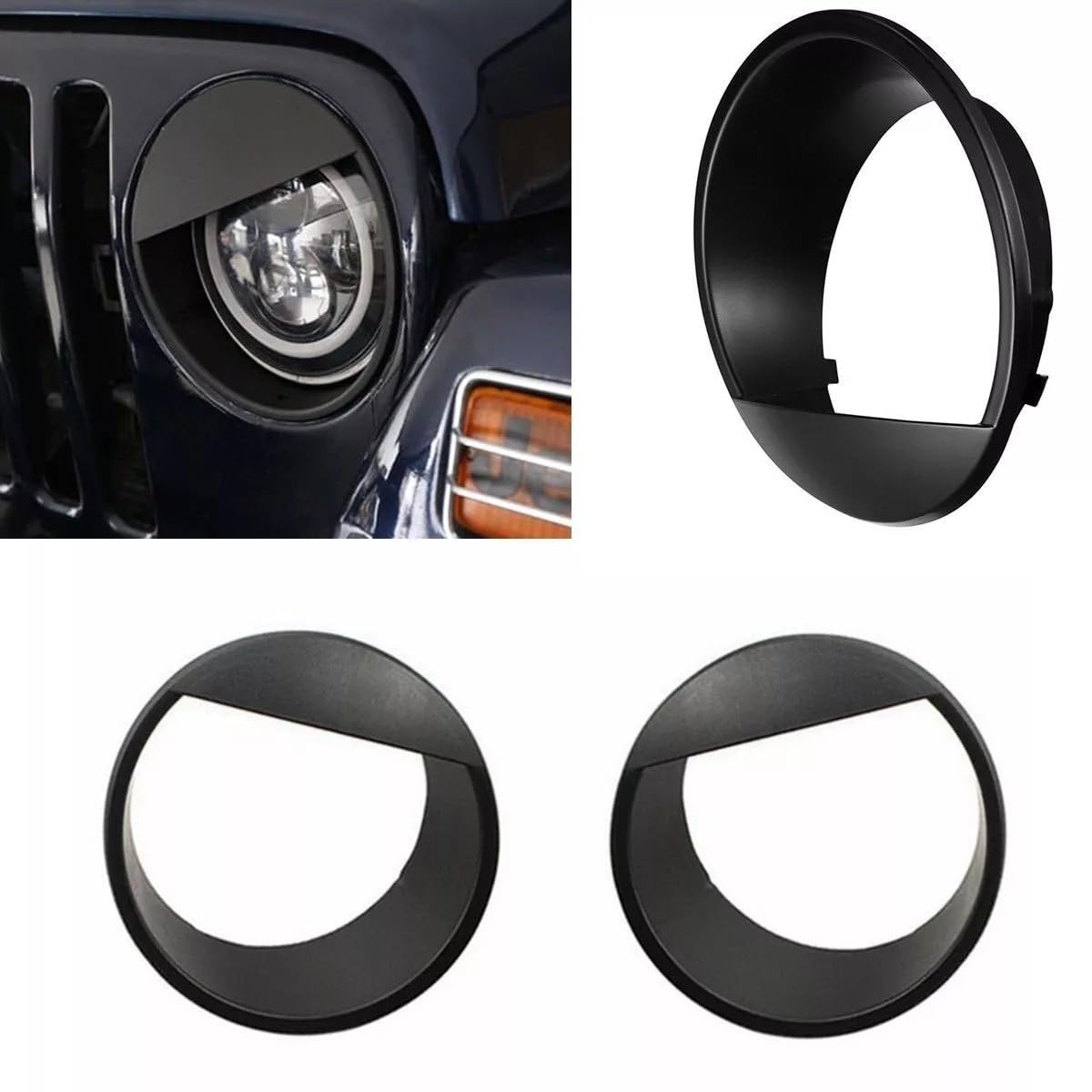 Auto Faro Anteriore Testa Della Lampada Luce Decorazione Copertura Adesivi Esterni, for Jeep, Wrangler JK 2007-2016 Car Styling Copri lente faro(Schwarz)