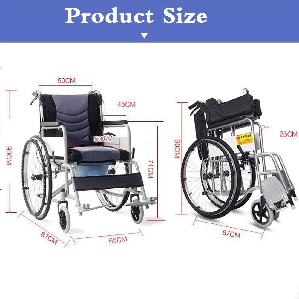 Silla de Ruedas Ligera Plegable de Aluminio Autopropulcon Freno de Mano Y Ruedas Traseras de Liberación Rápida