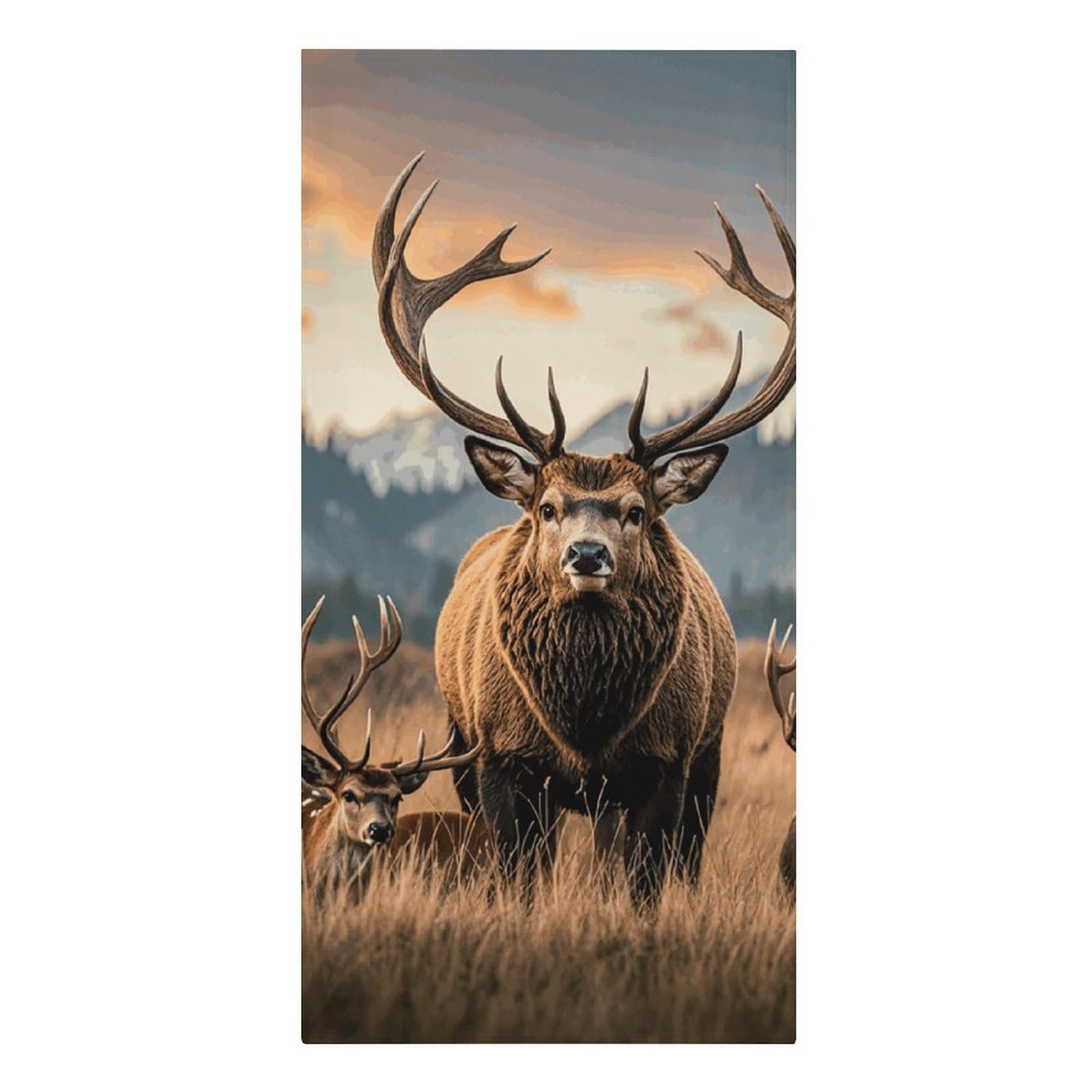 QMNLKH Wildlife Hunting Deer Bear Elk Beach Towel for Women, Large Microfiber Pool Towel for Men, Absorbent Swim Towels for Home, Lightweight Bath Towels for Camping, Yoga, 30.3"x61.4"