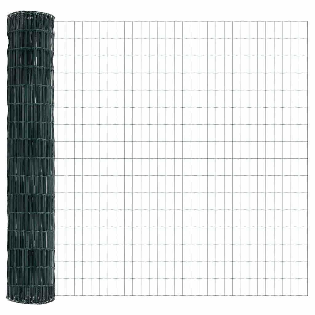 Ogrodzenie euro, zielone, 1,6 x 10 m, żelazo powlekane PCW, wytrzymałe ogrodzenie ogrodowe do ogrodu i na taras, trwała bariera dla zwierząt, łatwy montaż