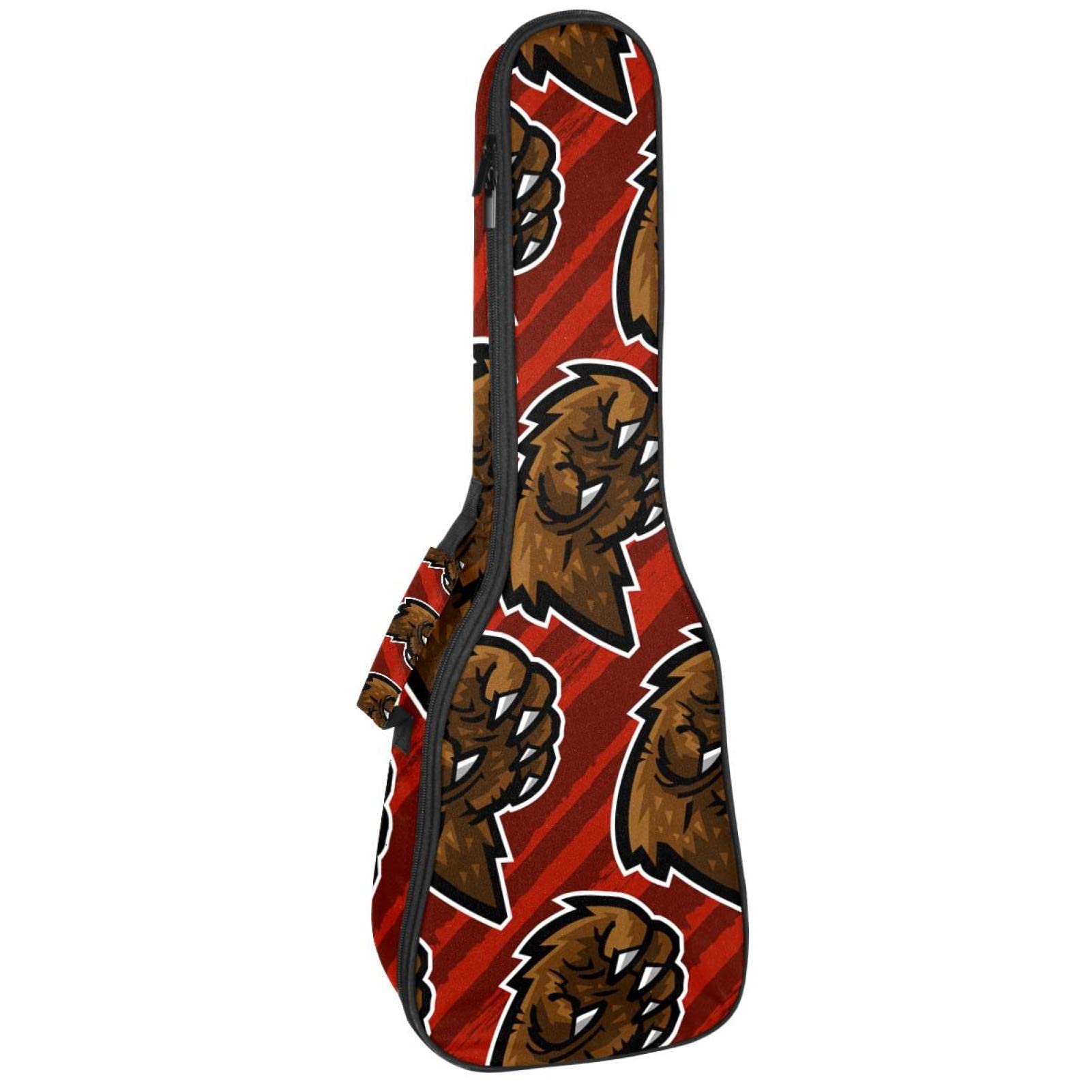 Sac à dos robuste pour ukulélé de concert avec rangement, ukulélé soprano de concert ténor 10 mm, sac rembourré Grizzly Bear Attack Claw