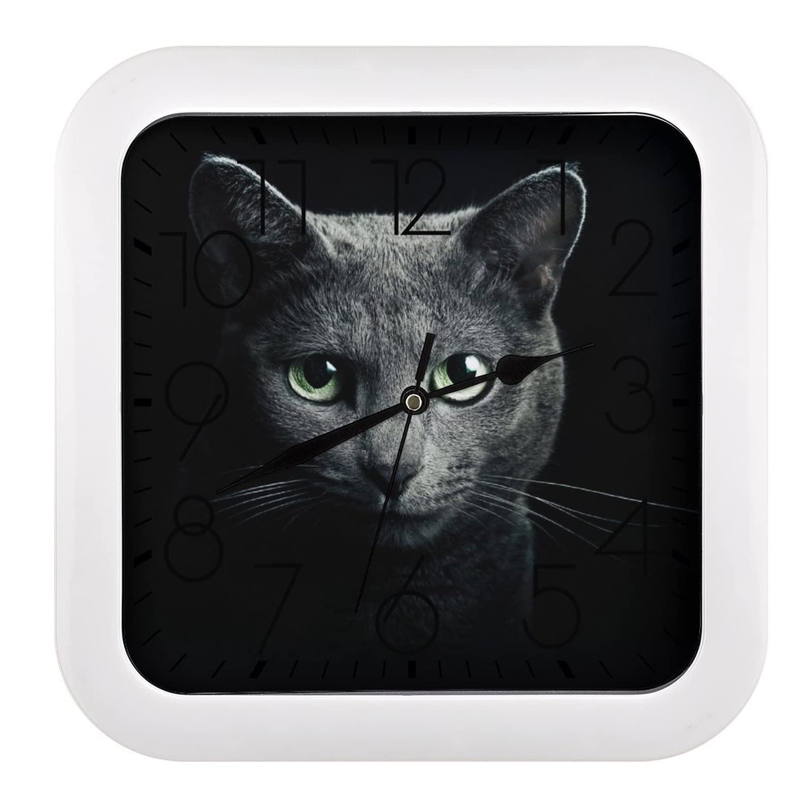 Horloge murale chat noir lisible avec ses grands chiffres