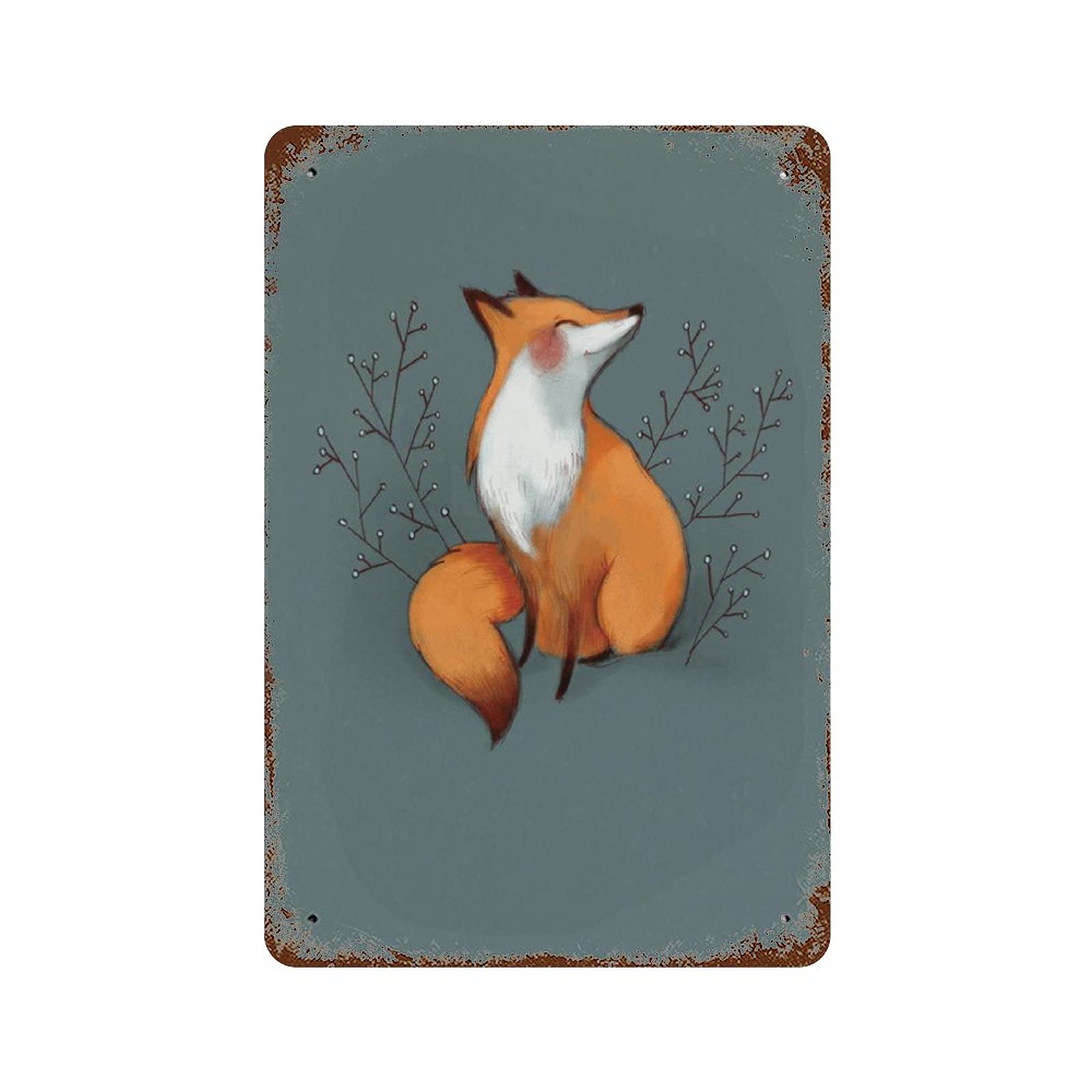 peiyeety Red Fox Anique Metal Tin Sign Metal Tin Sign Wall Decor for Home Cafes Pubs Club Man Cave Sign Gift Plaque Metal Tin Sign for Men Women 8x5.5 Inch