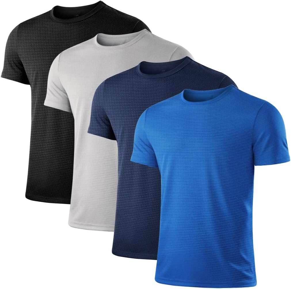 Arjen Kroos Men's Quick Dry Fit Running T-Shirts 4 Pack Activewear Gym Shirts Breathable Workout Undershirts