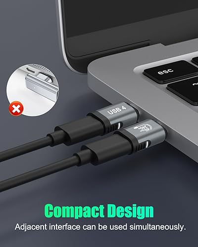 Miniatura 8 de MoKo Adaptador magnético USB C de 240 W, 2 unidades, adaptador USB C magnético recto de 24 pines con PD carga rápida USB4 40Gbps 8K 60Hz para