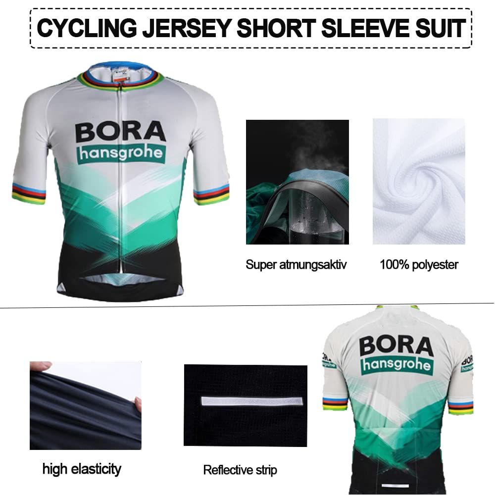 HOMTOL Abbigliamento Ciclismo Set Manica Corta Tuta Ciclismo Uomo Completo Ciclismo Estivo Per Bici Da MTB Con Pantaloncini Imbottiti in Gel Traspirante e Ad Asciugatura Rapida
