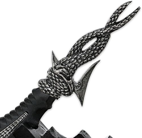 Miniatura 3 de Espada de rayos de la muerte de dragón perforante con exhibición, altamente detallada, pintada a mano, hoja curvada de acero inoxidable, perfecta