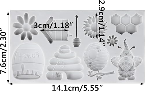 Miniatura 2 de Lingzhi Moldes de silicona para fondant de abejorros de abejas, moldes de silicona de abeja colmena de girasol para decoración de pasteles,