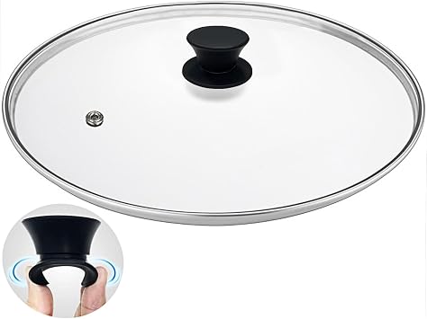 Glass lid for Large Pots and Pans, 14 Inch Cover for Replacement, Commercial Lid for Cookware, Frying Pans, Stockpot, Dishwasher safe and oven safe up to 400F Fit Inner Dia14 to 14.4 Inch