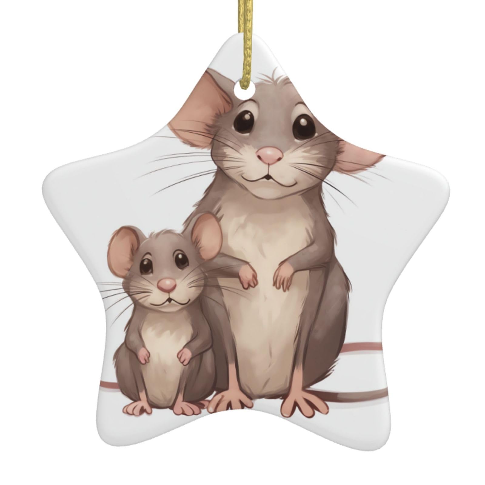 Fodpand Women's White Rats Christmas Ornaments 2025, Gift Exchange For Men, Collectible Ceramic Ornament Star Hanging Ornaments For Christmas Tree Decoration