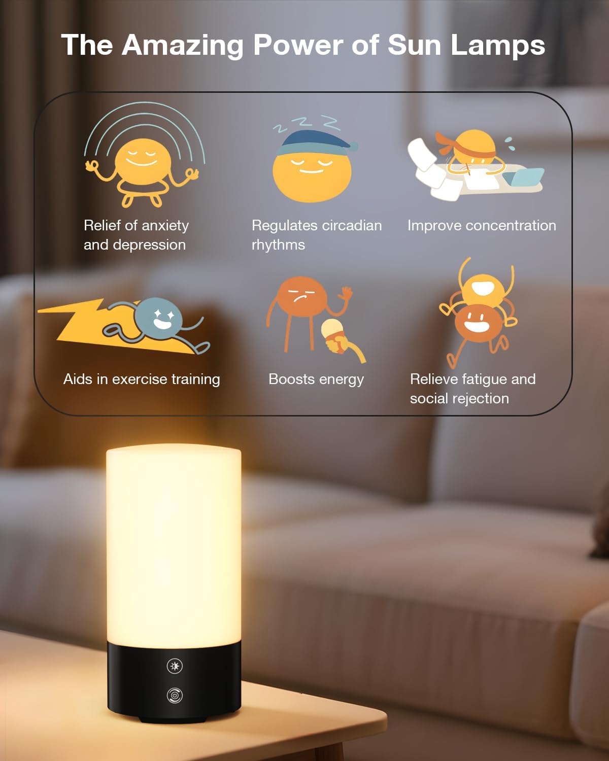 Light Therapy Lamp 10000 Lux Sun Lamp, UV-Free with 3 Color Temperatures, 4 Brightness & Timer, Remote Control, Sunlight for Home, Office, Shift Worker
