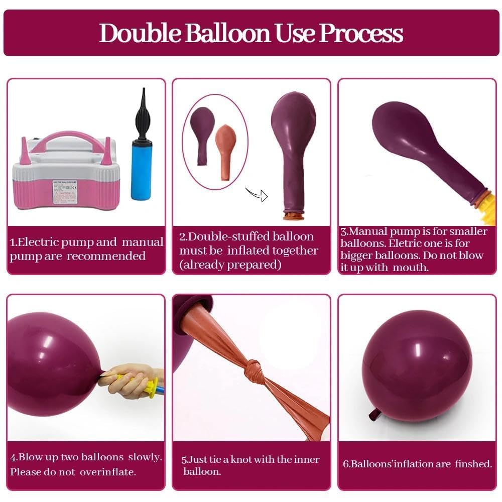 Dunkelviolette und rosa Luftballon-Girlande, doppelt gefüllt, Altrosa, Burgunderrot, Gold, Ballonbogen-Set für Geburtstag, Brautparty, Hochzeit, Valentinstag, Party-Dekorationen