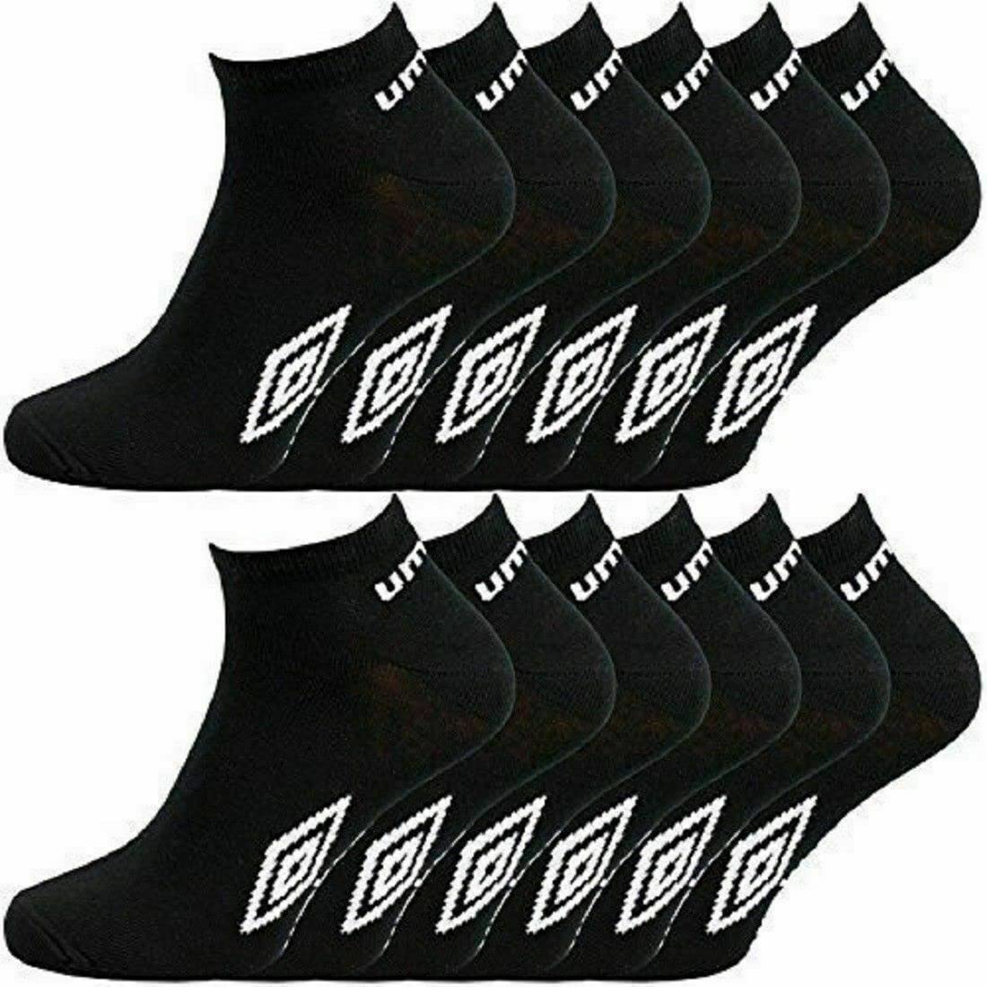 Umbro Men's Black - 12 Pairs Sport Trainer Performance Socks - Uk 9-12 (Black)