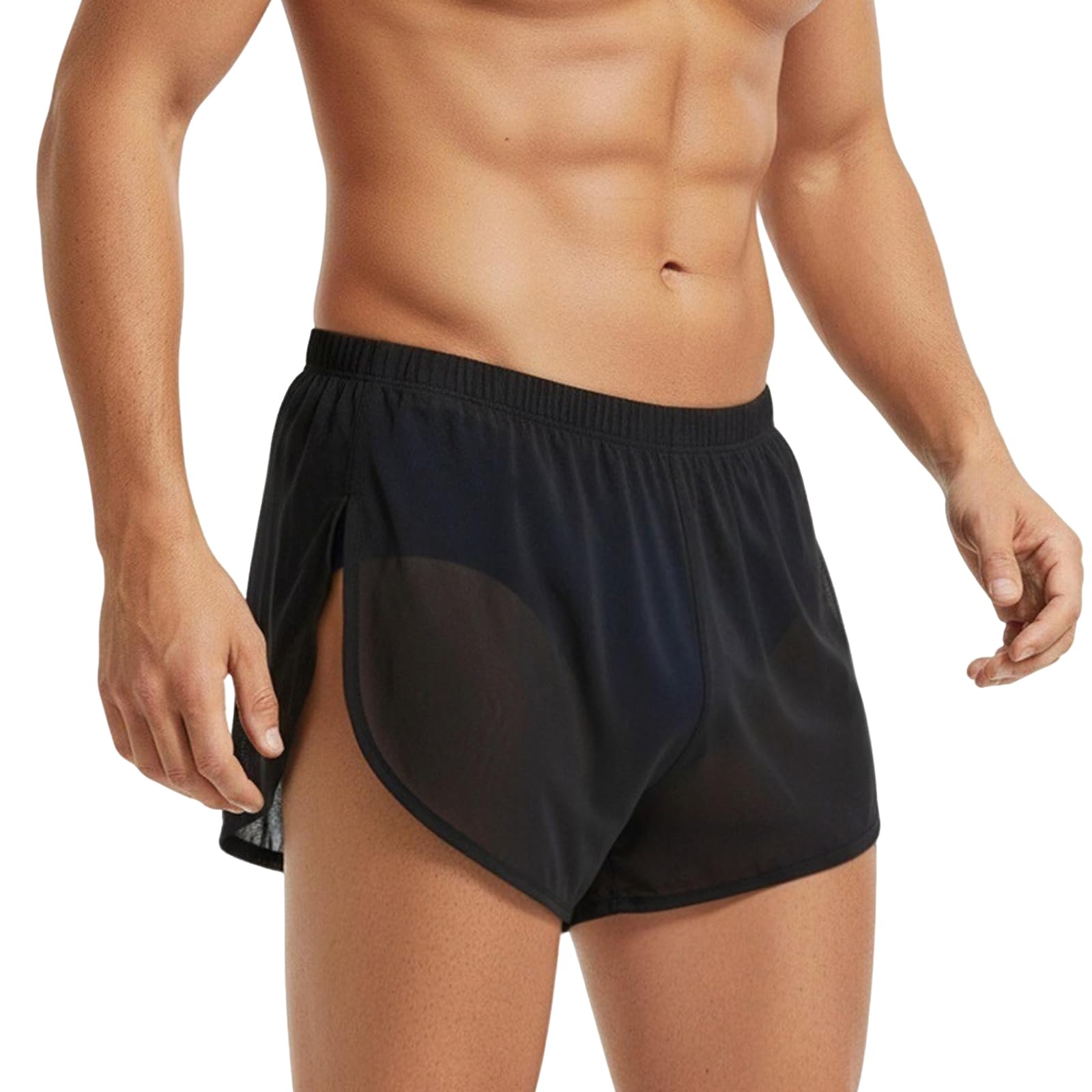 Mens Sexy Mesh See Through Shorts Underwear Loose Sheer Breathable Boxers Short