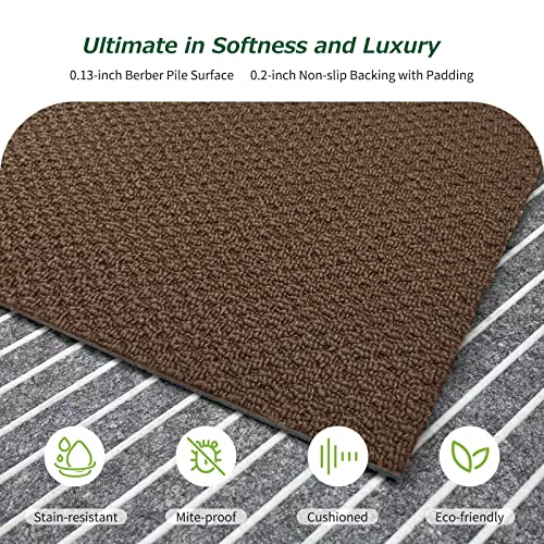Matace Removable Square Carpet Tile, 20X20 In-16 Tiles, Berber Style, Machine Washable, Non-Adhesive Padded Non-Slip Backing, Diy Install For Living Room, Bedroom, Kitchen Runner And More (Brown) #TOP1