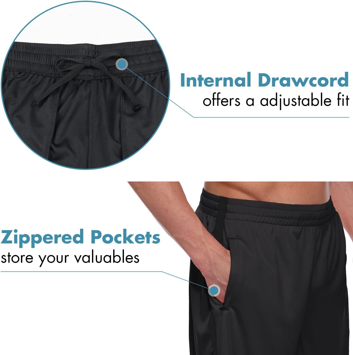 baleaf Men's Basketball Shorts Long with Zipper Pockets Quick Dry Workout Training Drawstrings 11"