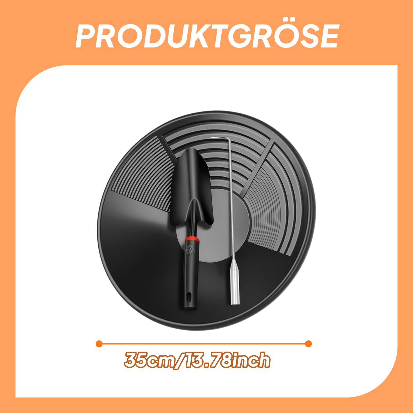 Goldpfannenset, Kunststoff-Goldpfanne zum Goldwaschen, 35 cm Goldpfannenbecken manuelle Goldwaschausrüstung für Nugget-Bergbau, Prospektion, Erkundung, Ausgrabung, 3pcs-Schwarz