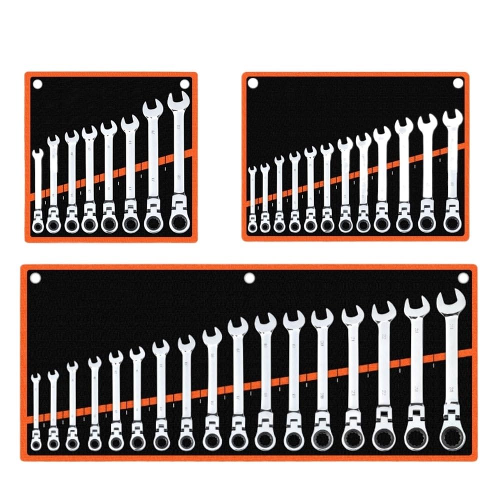Llaves Fijas,Llaves Fijas con Carraca Juego de llaves de trinquete de 72 dientes, llaves multiherramienta métricas de 8-24MM, juego de herramientas de combinación de llave dinamométrica, cabezal fijo/