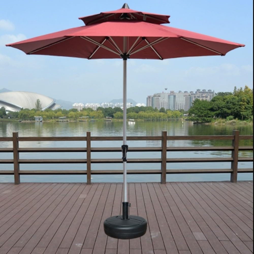 Ombrello Da Patio Doppio Tetto Ombrellone Dritto 270cm Impermeabile | Ombrellone Da Giardino Con Manovella Anti UV Ombrellone Da Esterno 8 Costole Palo In Alluminio