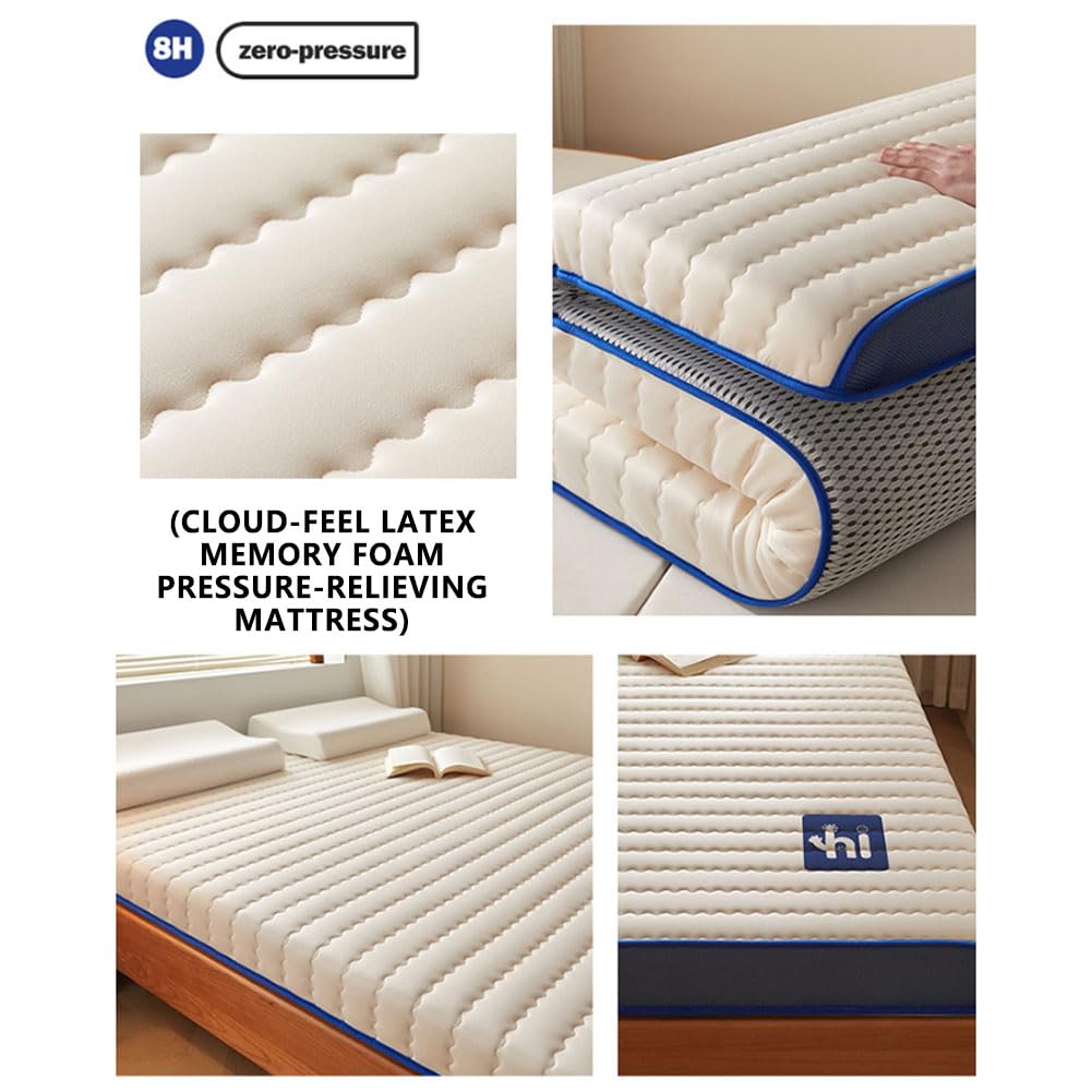 Sobrecolchón Cubrecolchón de Látex, Topper para Colchón de Matrimonio Topper para Colchón Individual Sobrecolchón de Espuma Viscoelástica Memory Foam Blue 135 * 200cm