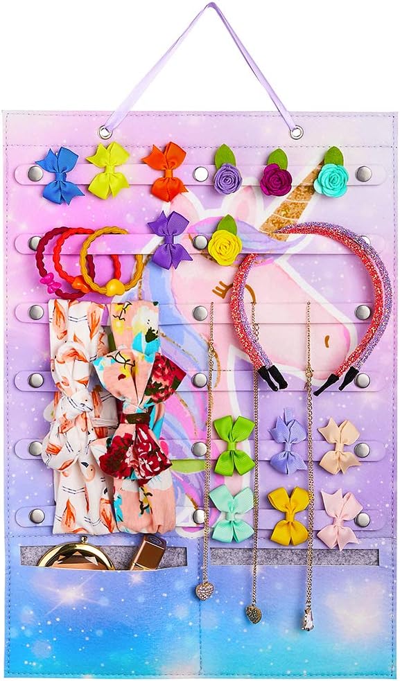 Basumee Headband Storage Holder Hair Bows Organizer Holder for Baby Girls Felt Wall Hanging Storage Organizer for Hair Accessories and Jewelries: Home Improvement