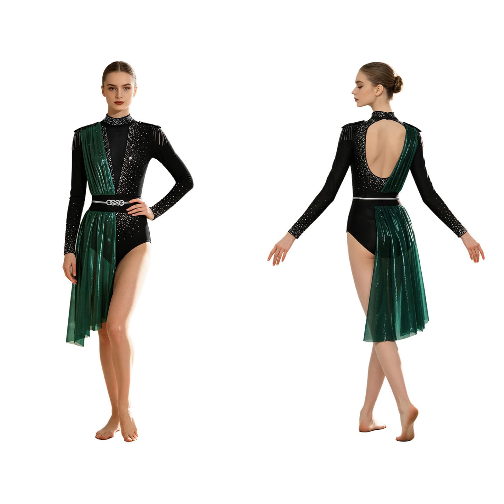 Abito Da Ballo Donna Lirico Contemporaneo Body Danza Classica Ginnastica Ritmica Balletto Leotards Con Strass Body Da Pattinaggio Artistico Dancewear