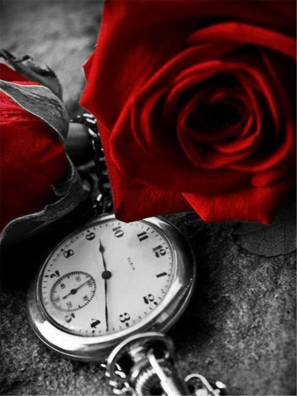 Diamond Painting Horloge Rose 5D pour Illuminer le Salon et la Chambre à Coucher