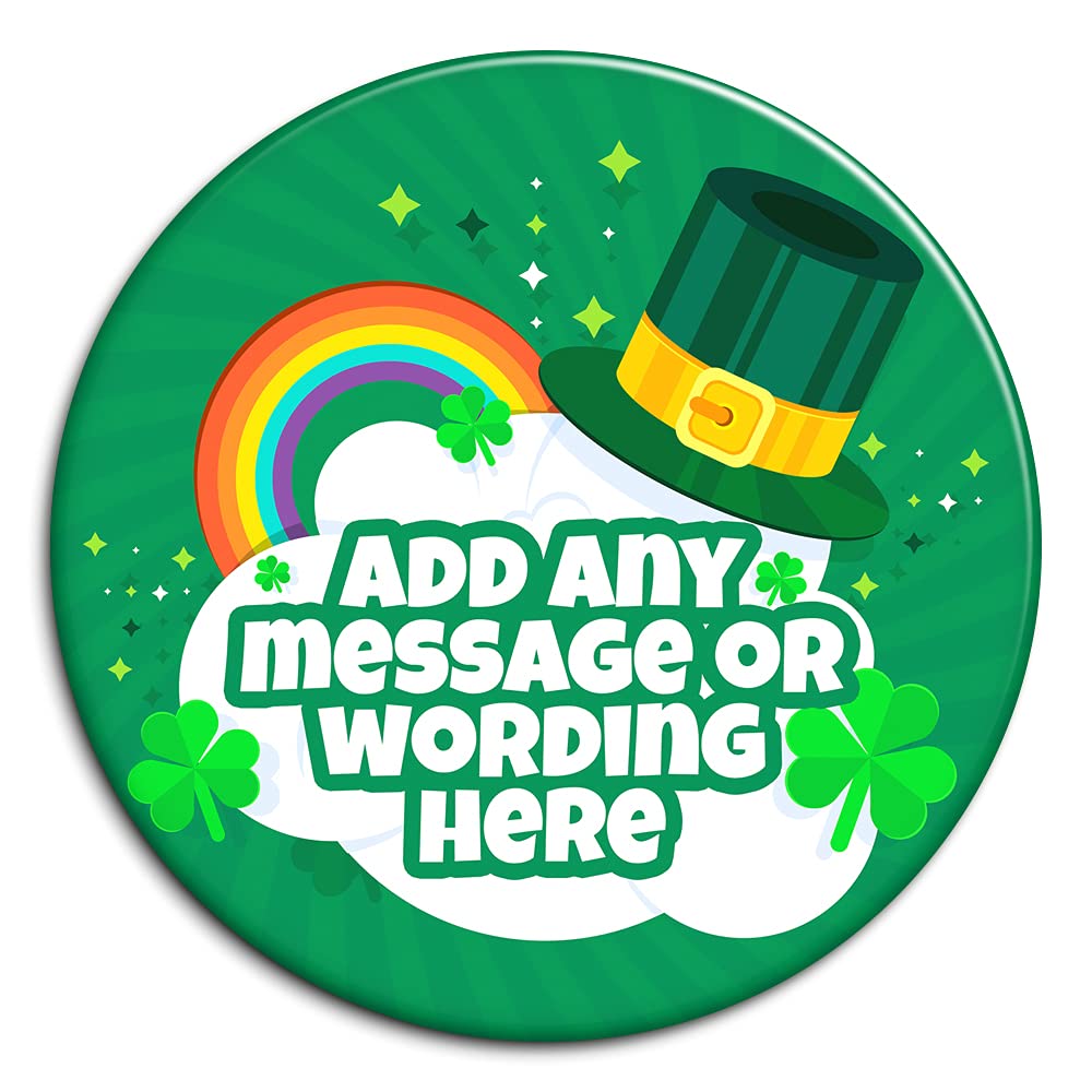 St. Patrick’s Day Lucky Leprechaun Hat Customisable Personalised Badge