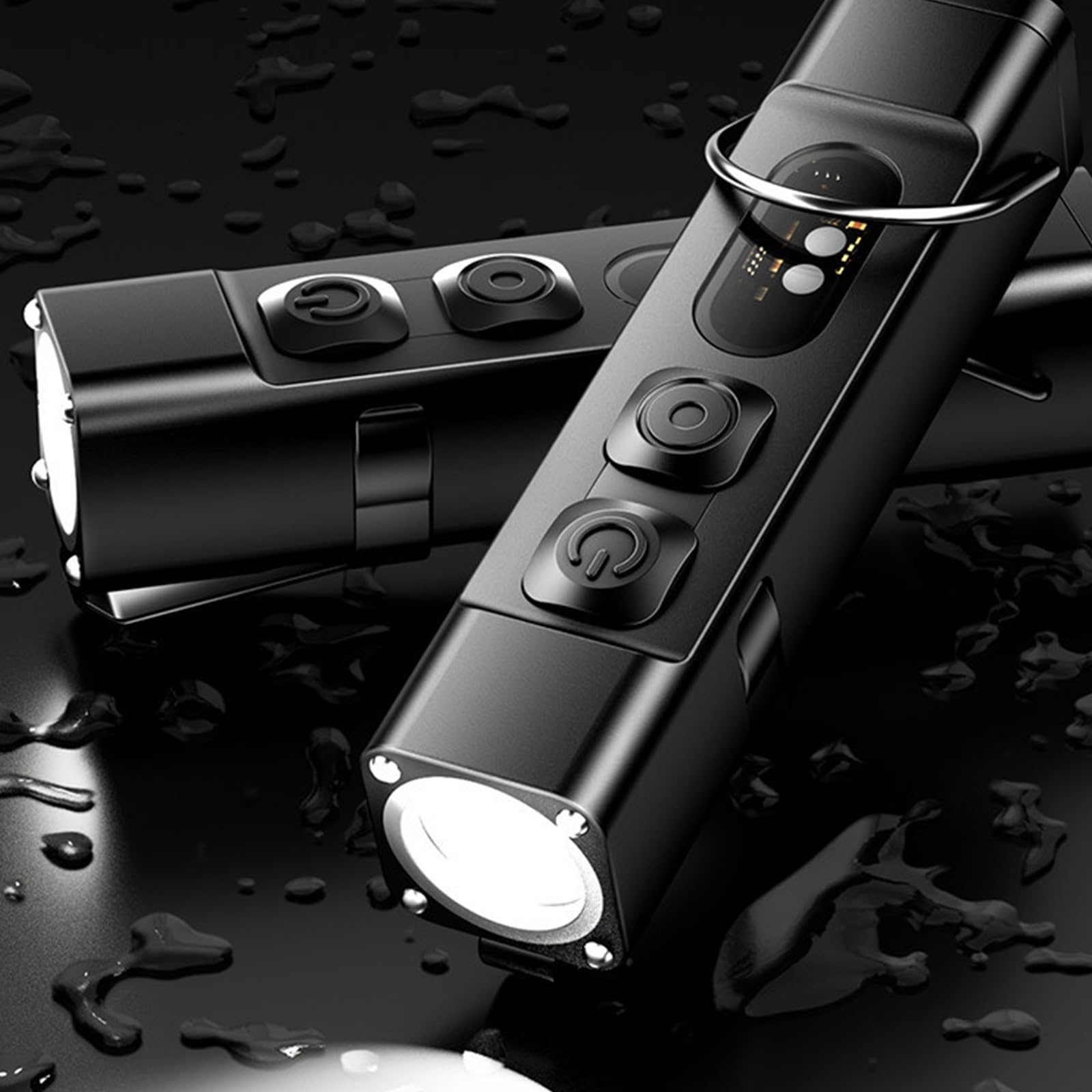 Wiederaufladbares Clip Licht mit Kabel, kompakte, helle LED Taschenlampe für unterwegs, Zuhause, schwarze kleine Taschenlampe, Nachtspaziergangslicht