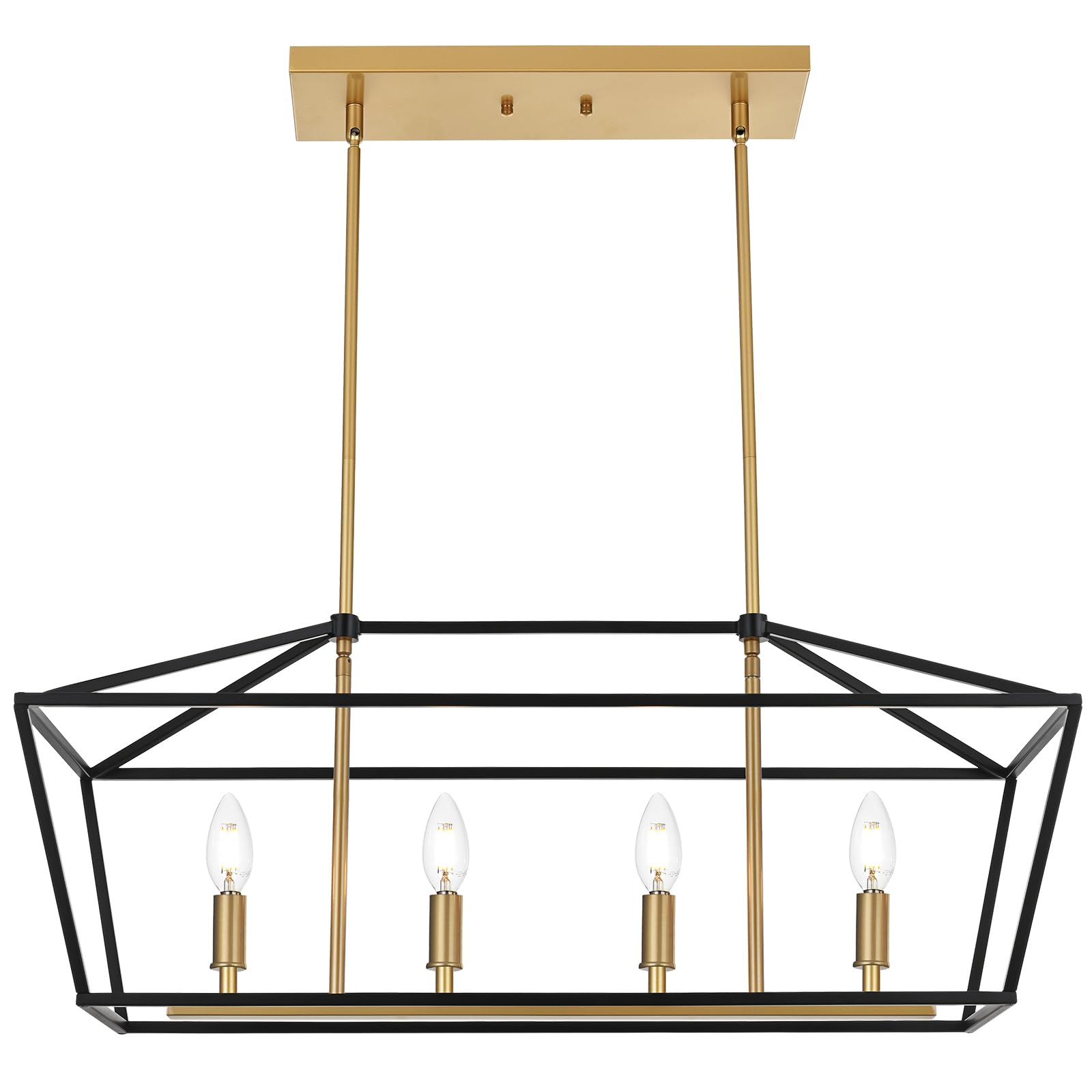 WINSHEN Kitchen Island Light 4-Light Linear Chandelier, Farmhouse Dining Room Pendant Lighting with Adjustable Height, Ceiling Lights Hanging Over