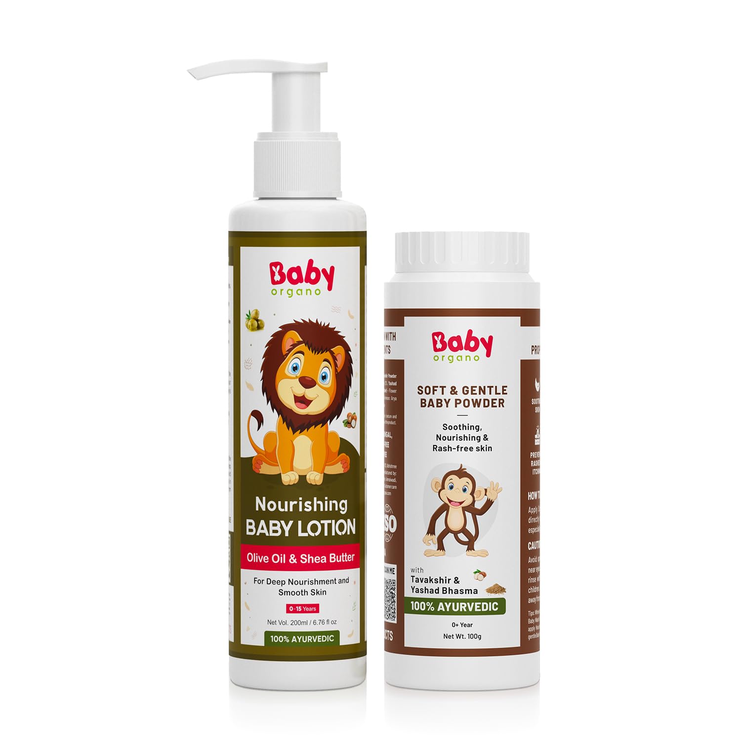 Babyorgano Summer Special Anti Bacterial Ayurvedic Baby Powder & Baby Lotion Combo for New Born Unisex Kids Daily Use