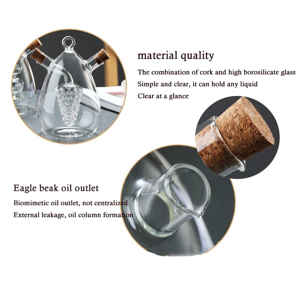 MRKU Öl- und Essigspender aus Glas, 2-in-1-Glasflasche für Öl und Essig zur vielseitigen Verwendung