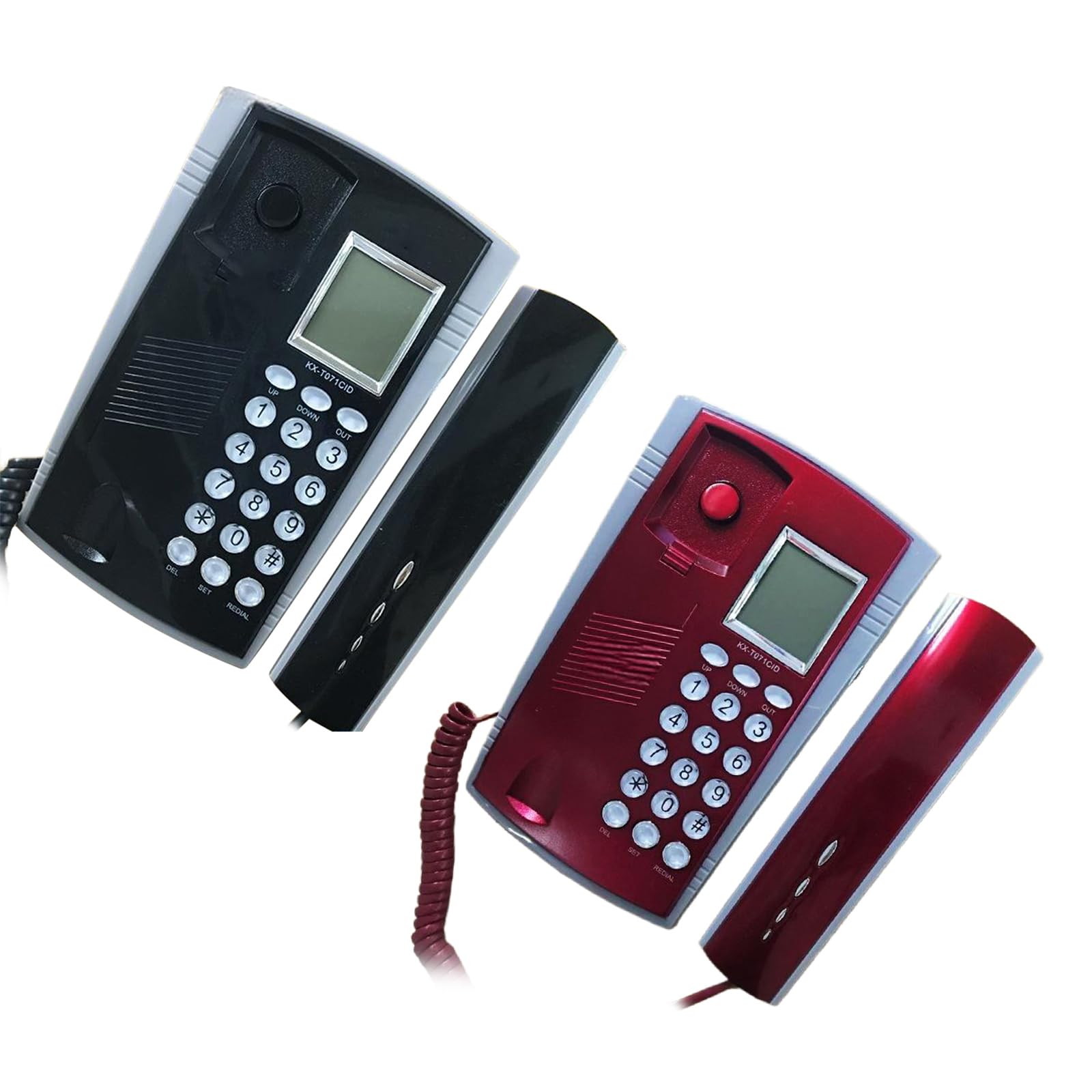 KX~071 - Telefono con cavo con display LCD, supporto da parete per telefono fisso e telefoni da tavolo, display LCD e Redail