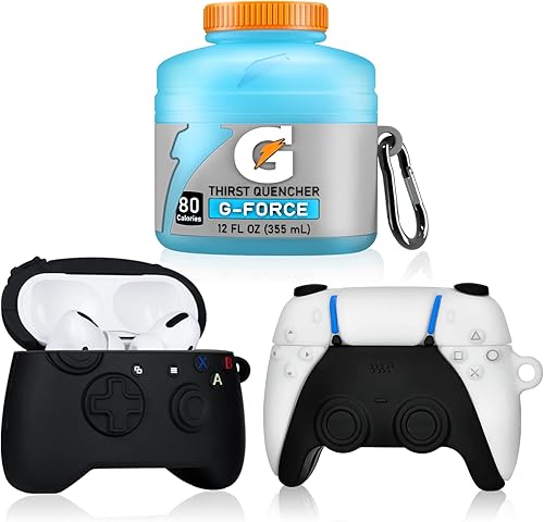 3Pack Game Controller Airpods Pro Case Sport Water Cute 3D Cartoon Food Silicone Case Design Airpods Pro Cover Funny Protective Skin Accessories