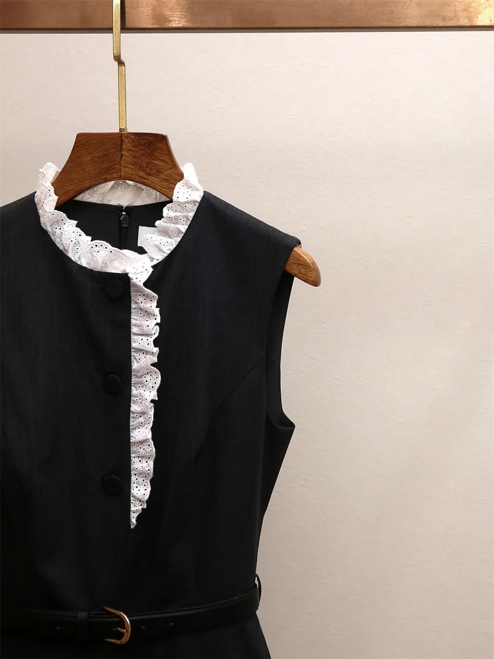 Women's Splicing Lace Edges Sleeveless Vest Dress Dainty Casual Dress