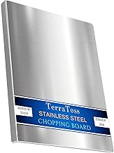 TerraToss Stainless Steel Chopping Board [35 x 30 cm] | Heavy-Duty 304 Grade Vegetable Cutting Board | Countertop Rust Proof with Lip | Round Edge (Stainless Steel, Medium)