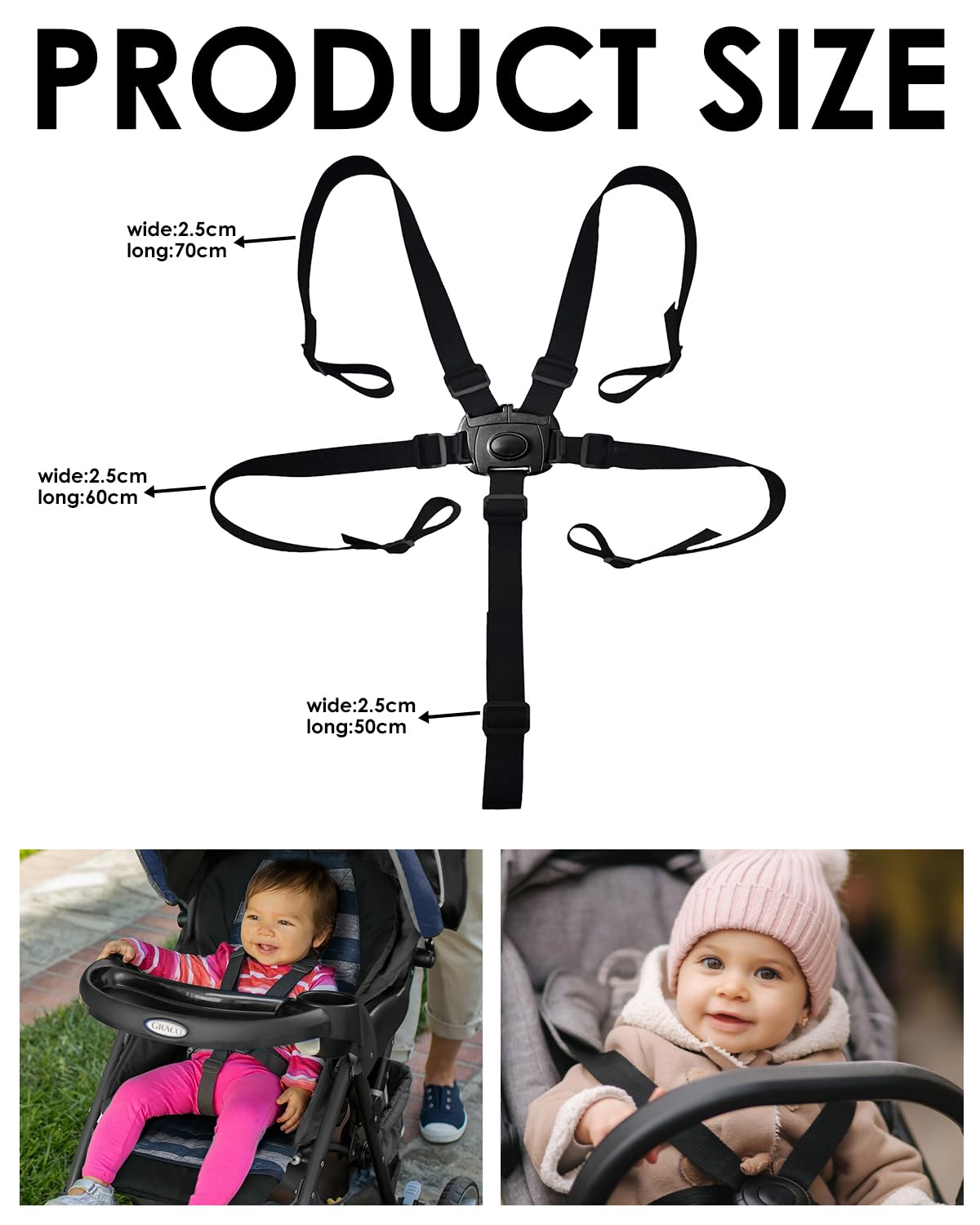 Cinture Universali Regolabili per Seggiolone e Passeggino,Cinghie di Sicurezza a 5 Punti per Bambini,Imbracatura per Seggiolino Auto e Carrozzina,Adatte per la Maggior Parte dei Modelli
