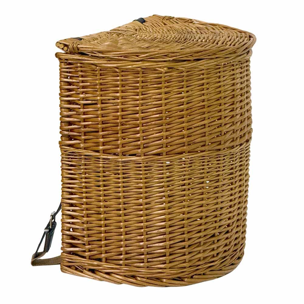 Cesto contenitore cestino in vimini gerla con coperchio e tracolla 35 cm x 23 cm h 37