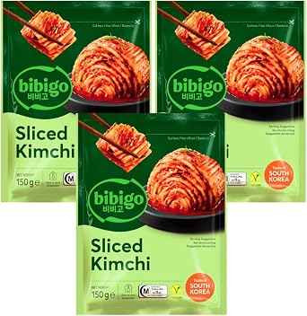 CJ Bibigo Room Temperature Korean Sliced Kimchi 150g Pack of 3 | Authentic Traditional Kimchi | Sweet & Flavourful | Perfect for Korean Dishes