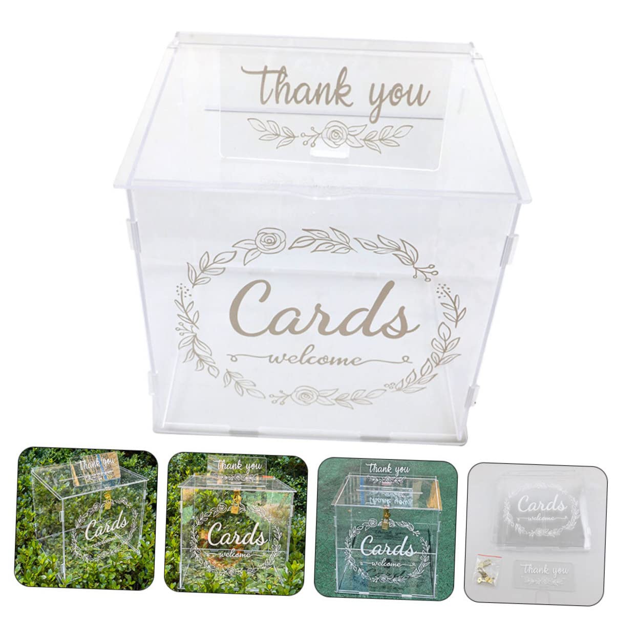 Zerodeko Strukturierte Hochzeitskartenbox Mit Schlitz Und Schloss Transparente Diy Aufbewahrungsbox Für Geschenkkarten Geldgeschenke Und Erinnerungen Für Hochzeitsfeiern