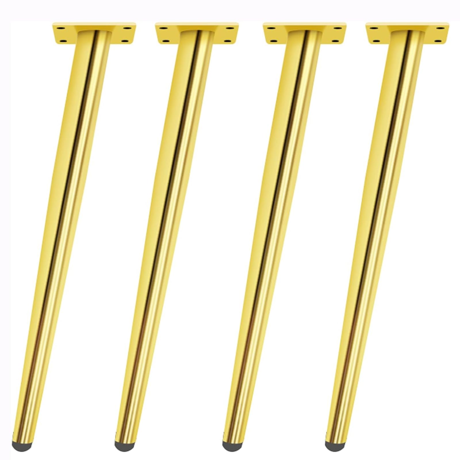Patas para muebles de metal cónicas de 25cm doradas con tornillos para mesa de centro y armarios