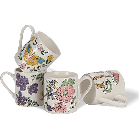 HORLIMER 11 oz Ceramic Coffee Mugs Set of 4