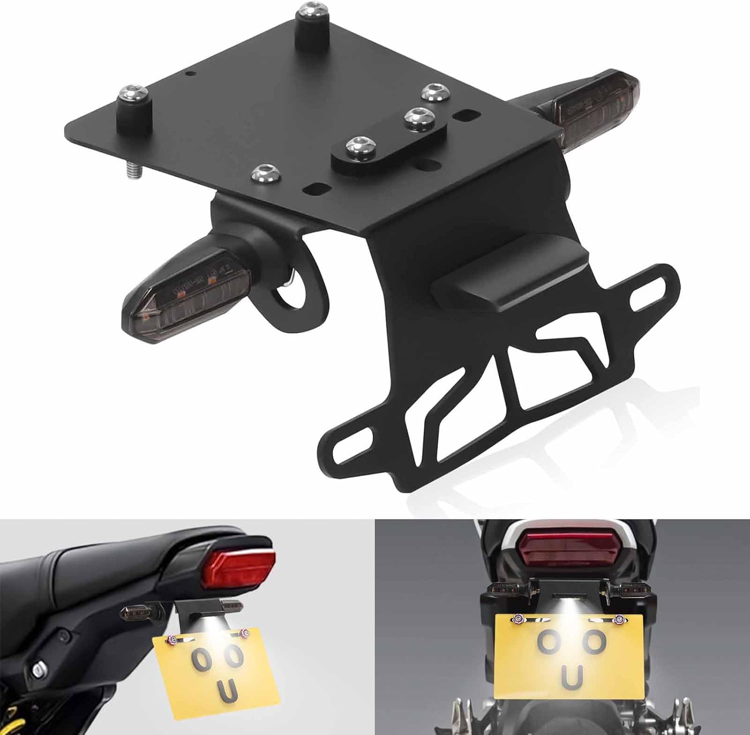 2026 GROM MSX 125 Fender Eliminator Kit - Tail Tidy Compatible with 2022-2025 MSX125 GROM - License Plate Bracket with Turn Signals Rear and LED License Light (Smoke)