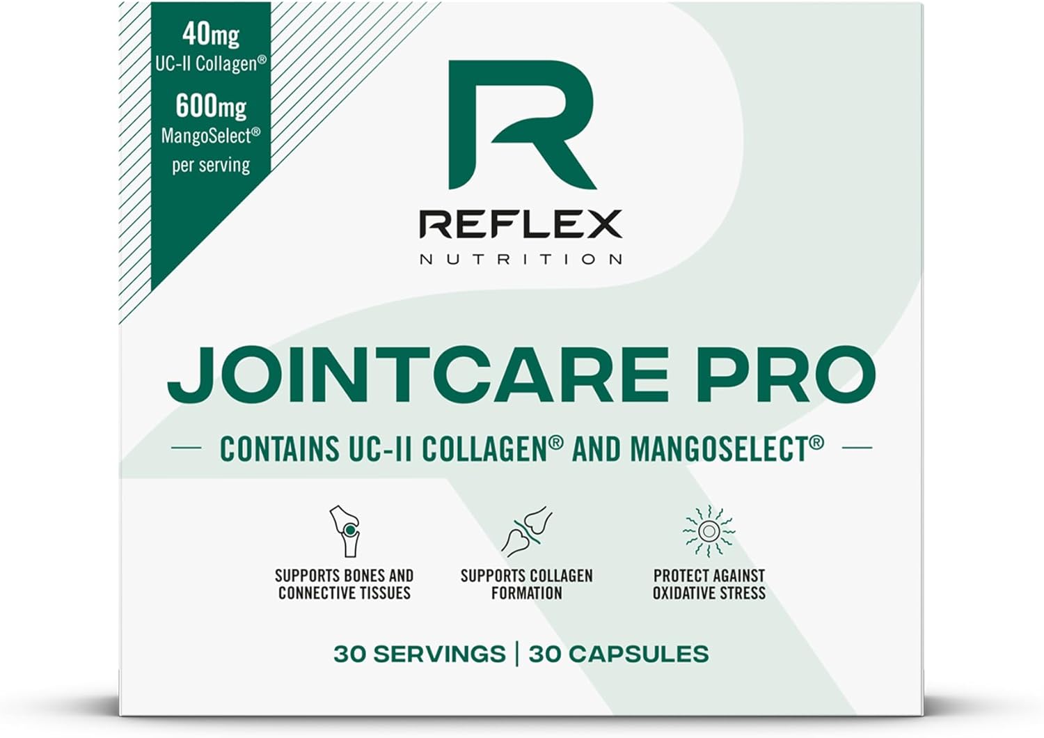 Reflex Nutrition JointCare Pro – Joint Supplements for Men and Women – Fast-Acting Formula for Flexibility and Comfort – Collagen Tablets with UC-II Collagen®, MangoSelect®, Vitamin C (30 Capsules)
