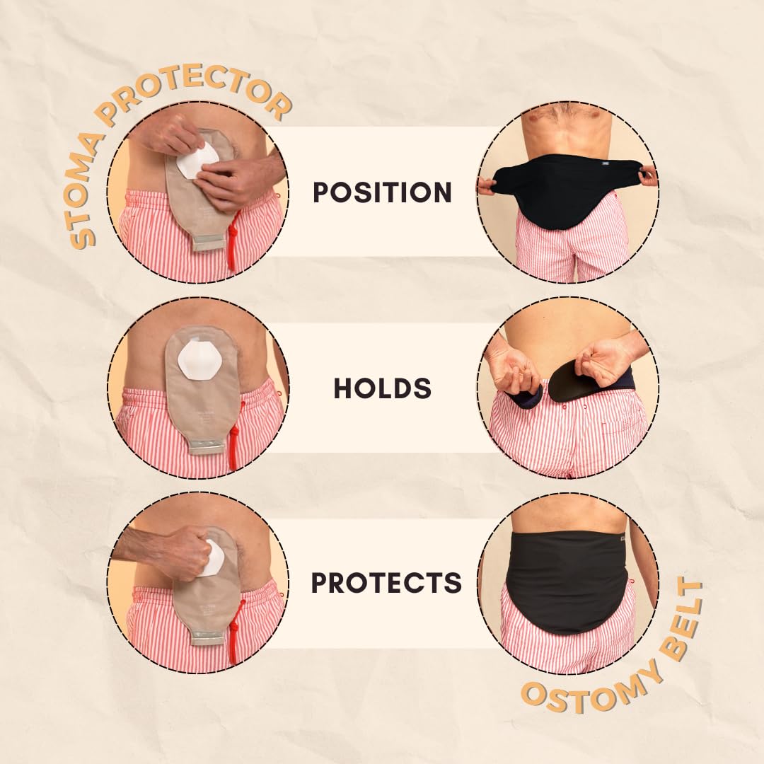 Cinturón para ostomía para hombres + protector de estoma | Fundas para bolsa de ostomía y colostomía para deporte | Cinturón para ileostomía discreto | Funda para bolsa de ostomía | Envoltura para
