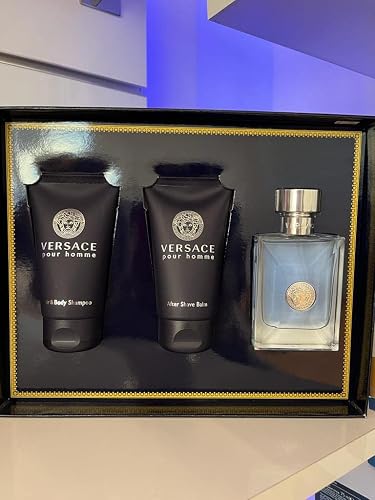 Versace Pour Homme by Versace for Men - 3 Pc Gift Set 1.7oz EDT Spray, 1.7oz Hair and Body Shampoo, 1.7oz After Shave Balm