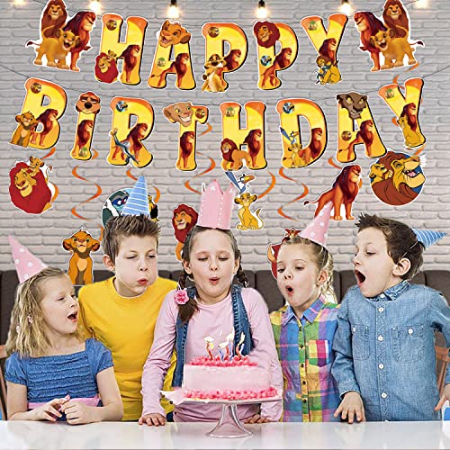 Lion King Birthday Party Decorations Lion King Happy Birthday Banner Hanging Swirls For Birthday Party Supplies #TOP3