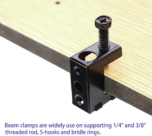 Miniatura 6 de Upgrade Baudelun - Abrazaderas de haz de 14"-20, abrazadera de haz atornillada de acero negro para varilla roscada de 14" y 38", ganchos en S y