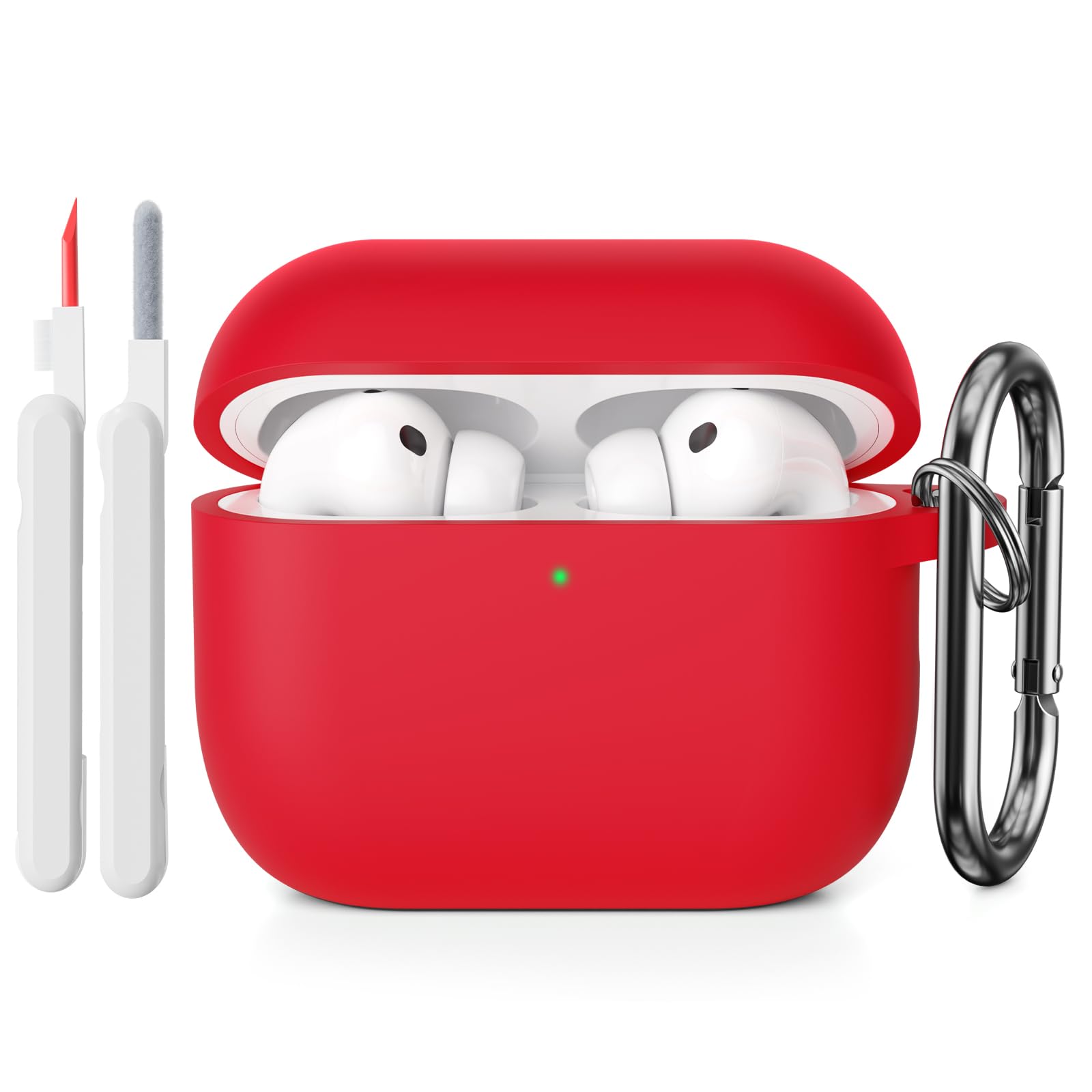 KOKOKA Funda de Silicona Compatible con AirPods Pro 3.ª Generación con Kit de Limpiador, Anti-rasguños, Anti-Polvo, Funda Case Silicona para AirPods Pro 3 con Mosquetón, LED Frontal Visible, Negro — view 25
