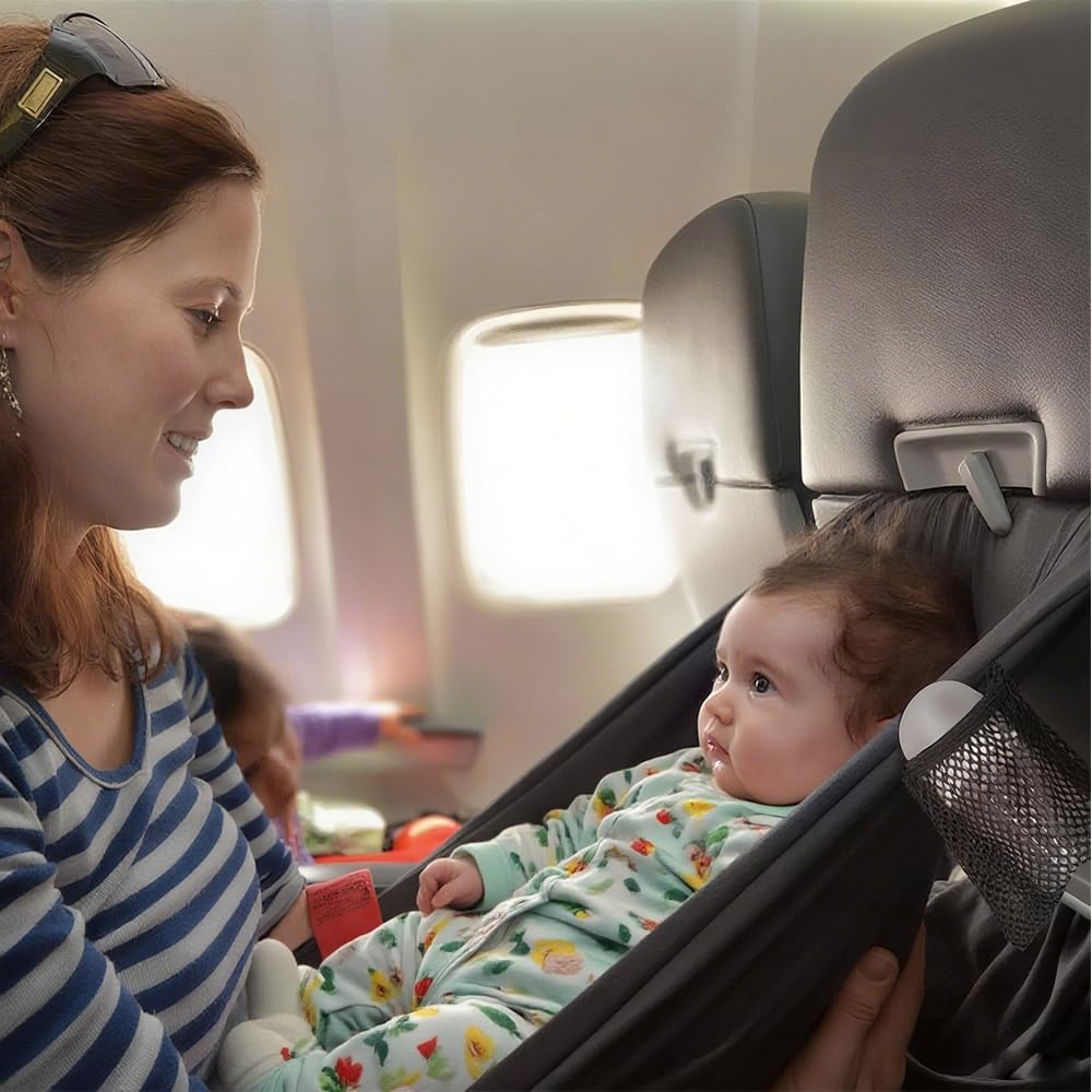 Lettino Aereo Bambini Neonato Portatile con Chiusura a Scatto Regolabile per Riposare le Gambe e Sdraiarsi